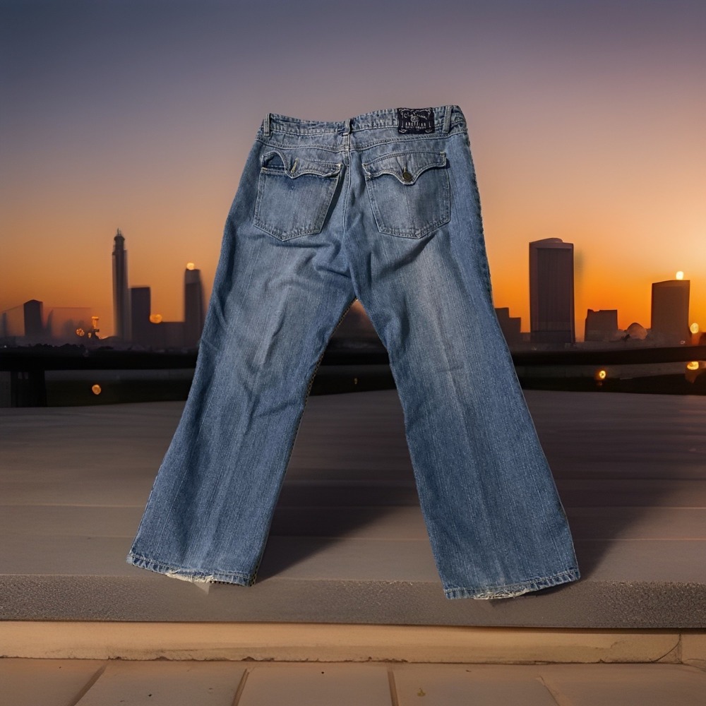 Oleg Cassini American Dungarees Vintage Denim Jeans Wide Skater Flap  36x30 Wear